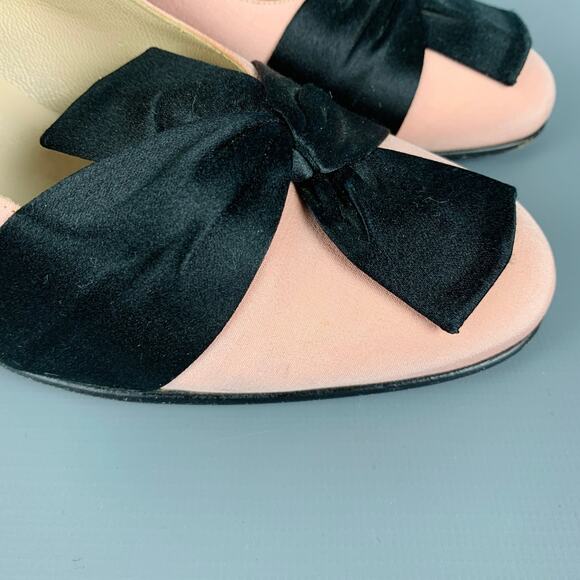 CHRISTIAN LOUBOUTIN Size 7.5 Pink Black Bow Pumps - Picture 8 of 11